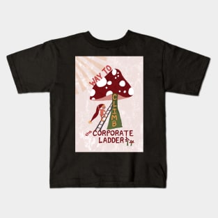 Way to Climb the Corporate Ladder with Swedish gnome and magic mushrooms - yellow, green Kids T-Shirt